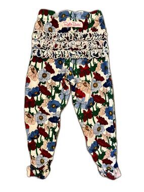 Ruffle Butts Ruched Bow Leggings Pants Poppy Petals Girls 2T